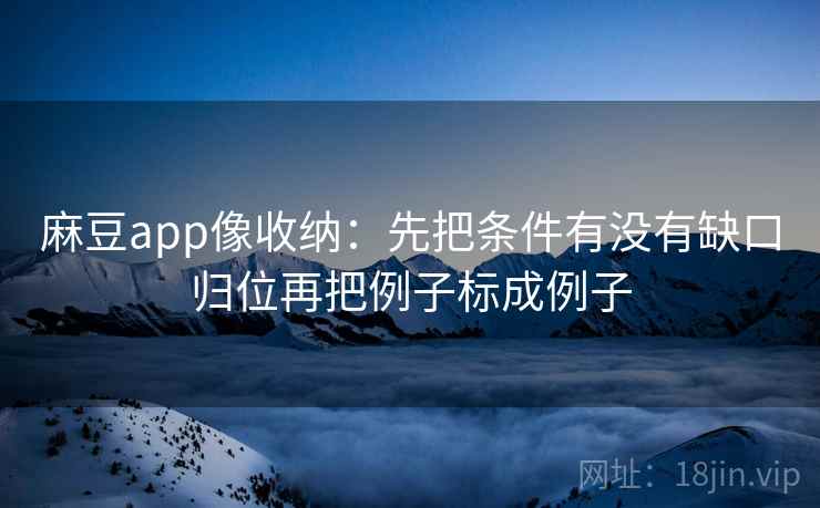 麻豆app像收纳：先把条件有没有缺口归位再把例子标成例子  第2张
